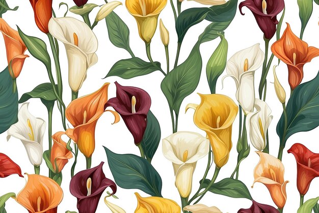 Elegancia atemporal Calla Lily Sinfonía Patrón sin costuras en varios tonos