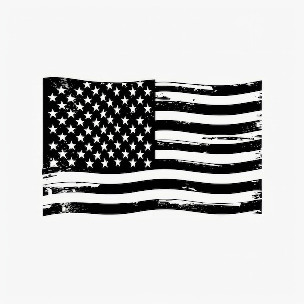 Elegancia atemporal El clásico logotipo de la bandera estadounidense antigua en blanco y negro en un color sólido en un tran