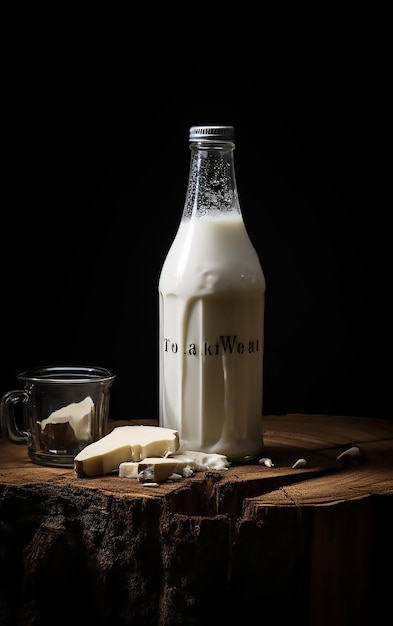 Foto la elegancia atemporal de la naturaleza muerta de una botella de leche clásica