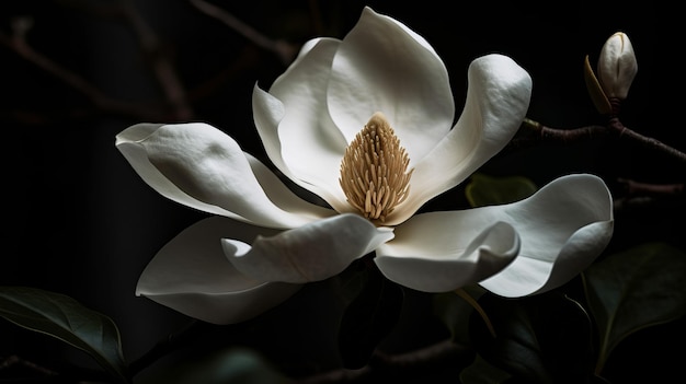 Elegancia atemporal de un primer plano de magnolia generado por IA