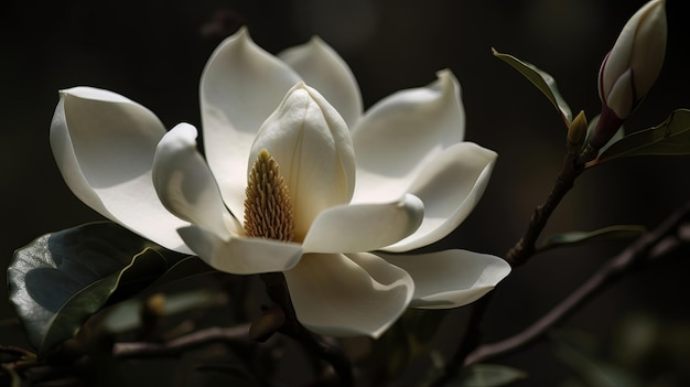 Elegancia atemporal de un primer plano de magnolia generado por IA