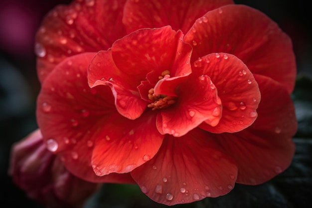 La elegancia botánica de la begonia roja en tonos rojos ricos y vibrantes