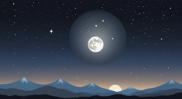 Elegancia celestial Luna en el cielo nocturno Ilustración de fondo