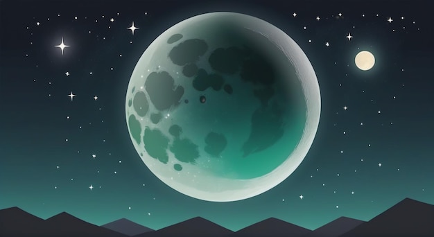 Elegancia celestial Luna en el cielo nocturno Ilustración de fondo