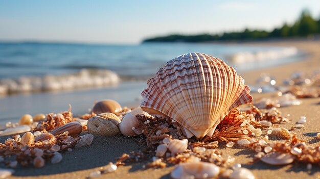 La elegancia de la concha de mar Captivante macro disparo