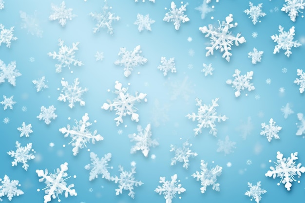 Foto elegancia congelada los copos de nieve blancos bailan sobre un fondo azul claro en vector art ratio 32