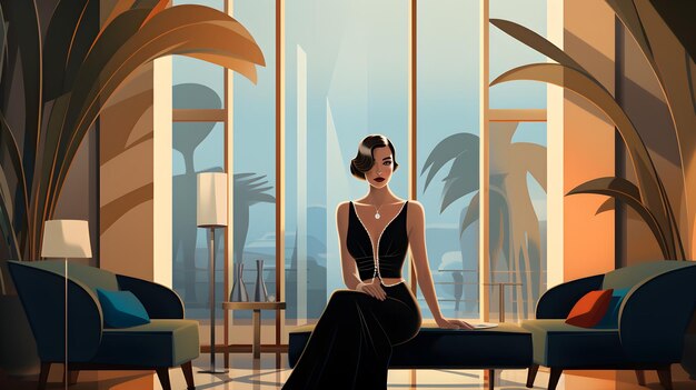 Elegancia contemporánea Ilustraciones digitales que mezclan la estética Art Deco