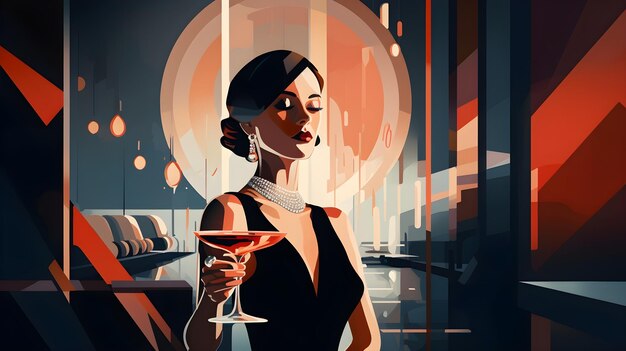 Foto elegancia contemporánea ilustraciones digitales que mezclan la estética art deco