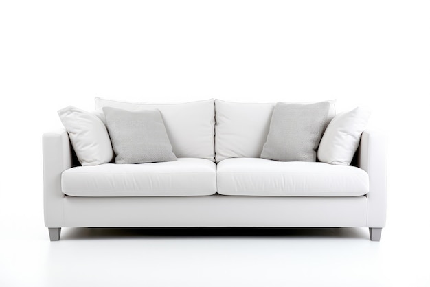 Elegancia contemporánea, lujoso juego de sofás blancos en medio de un diseño interior moderno, comodidad y estilo cautivadores