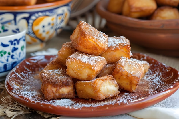 Foto elegancia crujiente leche frita perfección de leche frita española