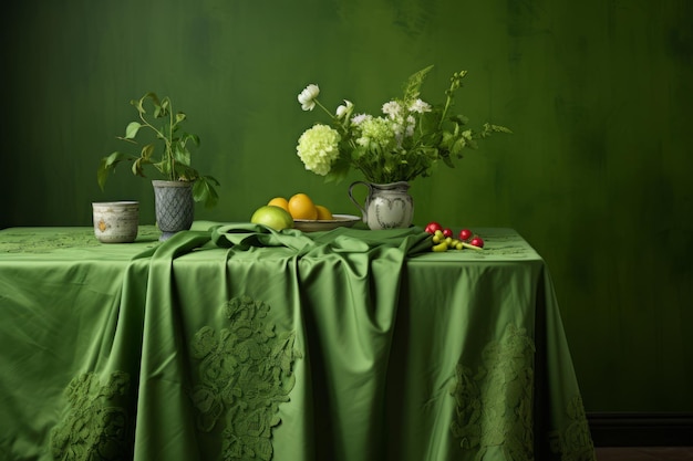 La elegancia ecológica de un mantel verde