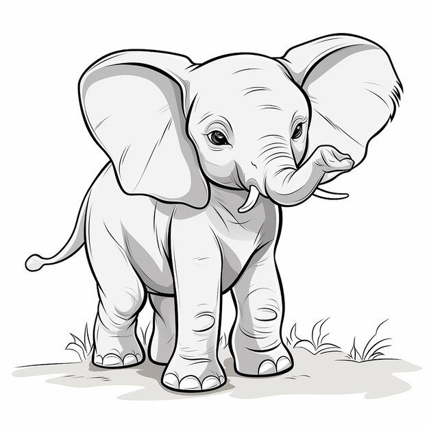 Elegancia del elefante para niños Arte de líneas simples