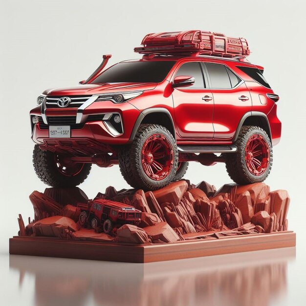 Elegancia elegante descubre la sorprendente combinación de un Toyota Fortuner rojo y un fondo blanco