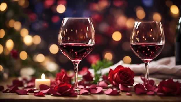 Elegancia encantada Una velada romántica de vino y rosas