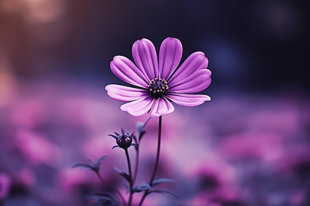 Elegancia encantadora La delicada belleza de una flor púrpura selectivamente enfocada