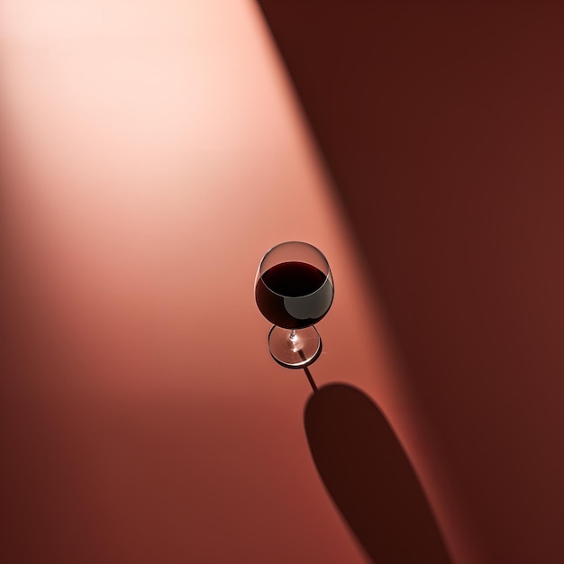 Elegancia estética El arte de una copa de vino rojo en una mesa roja