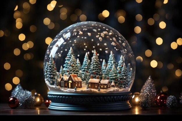 La elegancia festiva de las luces de Navidad transforma el globo de nieve en imágenes de Navidad