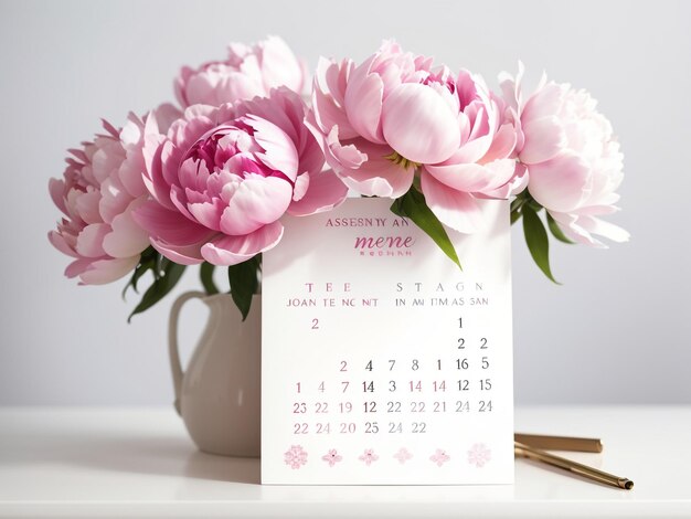 Elegancia en flor Calendario de escritorio blanco