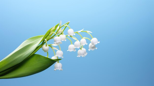 la elegancia de la flor del lirio del valle contra un fondo azul sereno