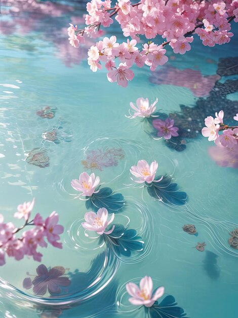 Foto elegancia fluida explorando la danza del agua burbujas líquidas y flores