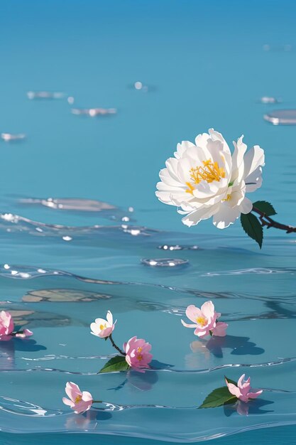 Elegancia Fluida Explorando la danza del agua Burbujas líquidas y flores