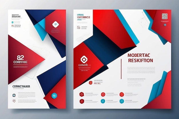Elegancia geométrica moderna azul rojo fondo abstracto para el diseño corporativo
