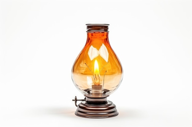 Elegancia de la iluminación vintage Explore el encanto de la lámpara de aceite aislada sobre un fondo blanco
