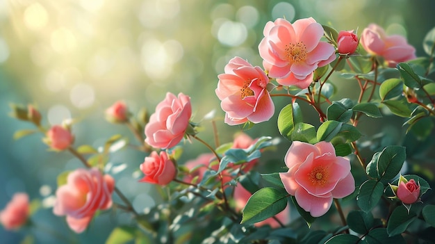 Foto elegancia del jardín rosa multiflora realista en flor