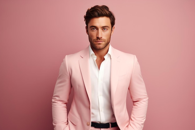 Foto elegancia masculina sofisticada en rosa