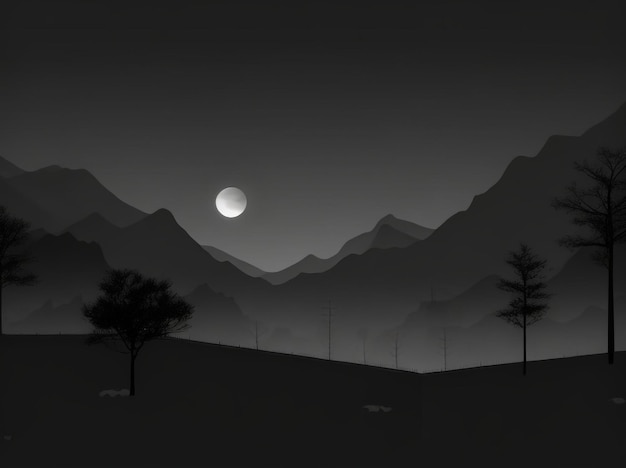 Elegância na escuridão abraçando preto e cinza em paisagens em tela cheia