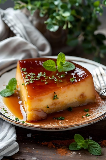 Elegancia portuguesa Una hermosa foto de un postre elegante con un telón de fondo popular