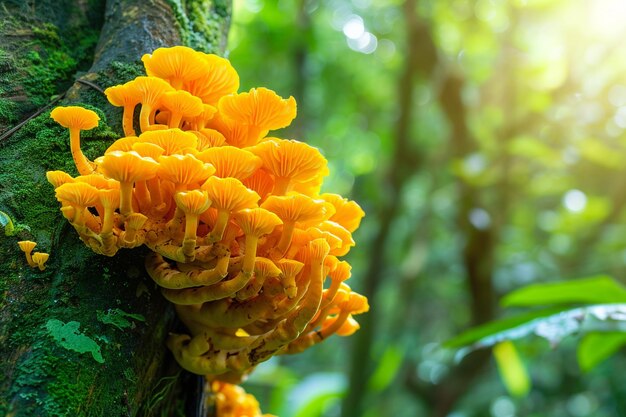 La elegancia prístina de los hongos cordyceps floreciendo