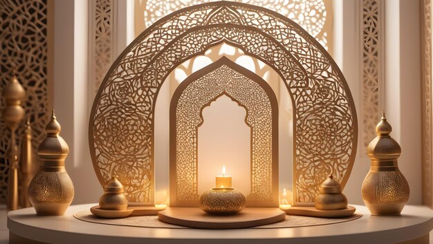 La elegancia en el Ramadán Premium 3D de fondo