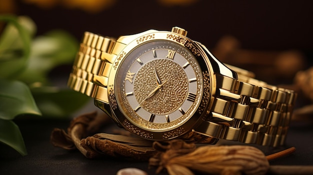 Elegancia en reloj de lujo dorado para el éxito.