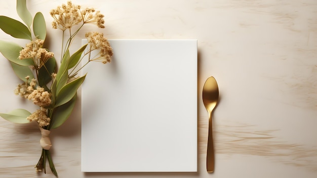 Foto la elegancia reveló un tenedor dorado en un lienzo blanco