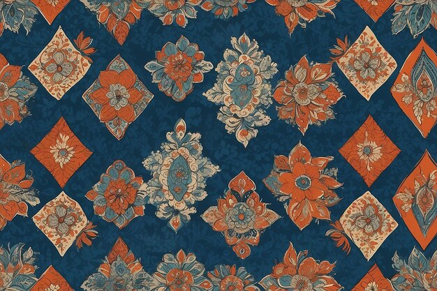 Elegancia textil Una fusión de Madhubani Kalamkari Ikat y más en patrones abstractos para la impresión digital