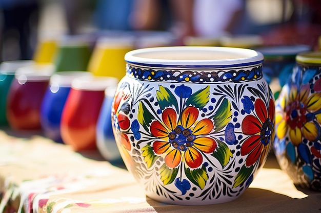 Elegancia turca Una olla de cerámica turca intrincadamente decorada