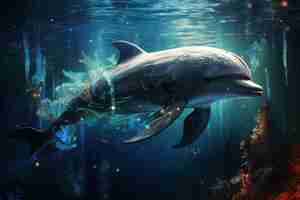 Foto elegancia visual inspirada en el delfín del río yangtze que simboliza la necesidad urgente de salvaguardar esto