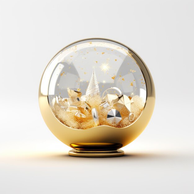 Foto elegant 3d gold geschmückter ball eine glamouröse weihnachts-ausstellung