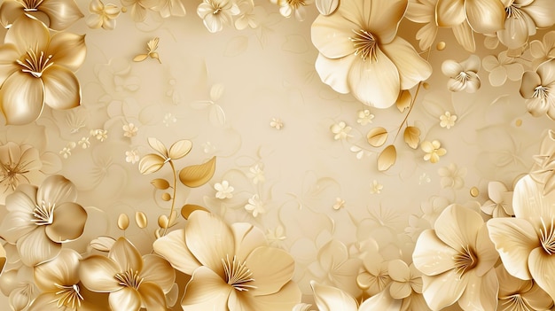 Elegant blumiger Hintergrund mit goldenen Blüten auf Beige