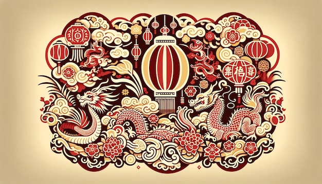 Elegant chinesisches Neujahrs-Drachen-Papierschnitt