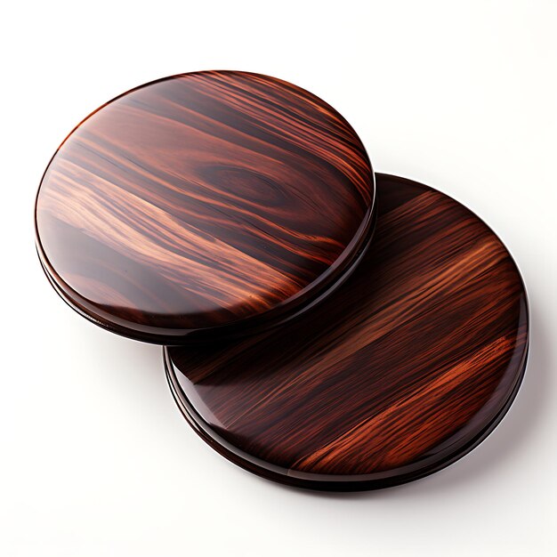 Elegant Ebony Wood Coasters Exotisches Holz Material Dunkelbraune Farbe Po kreatives Konzept Idee Design