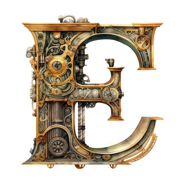 Foto elegant elegance exquisite steampunk alphabet letter enveloped in gothic watercolor whimsy on a vic