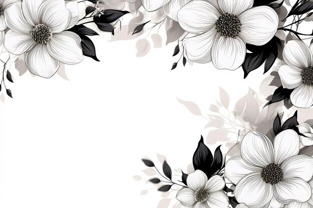 Foto elegant floral border in klassischem schwarz-weiß clipart ar 32