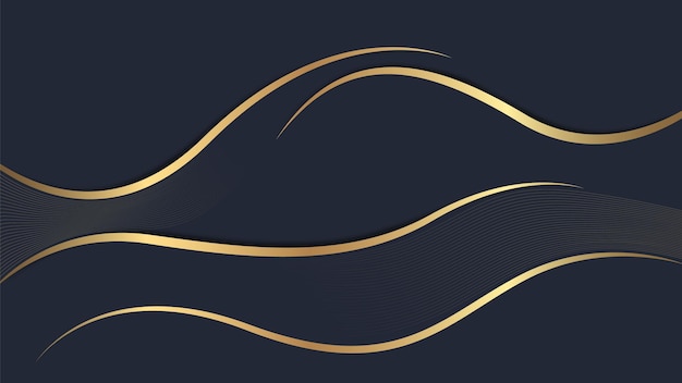 Elegant Gold and Dark Blue Abstract Wave Background Design