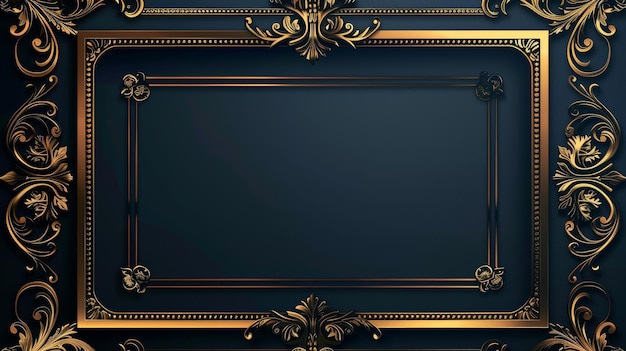 Foto elegant gold frame on black background