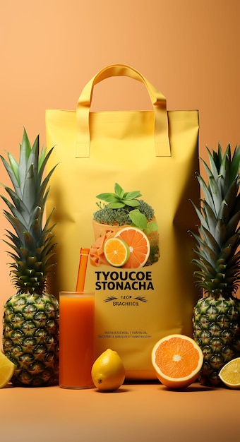 Elegant Indonesian Tropical Smoothie Ananas Banane Mango Orange Po Trending Hintergrund-Layout