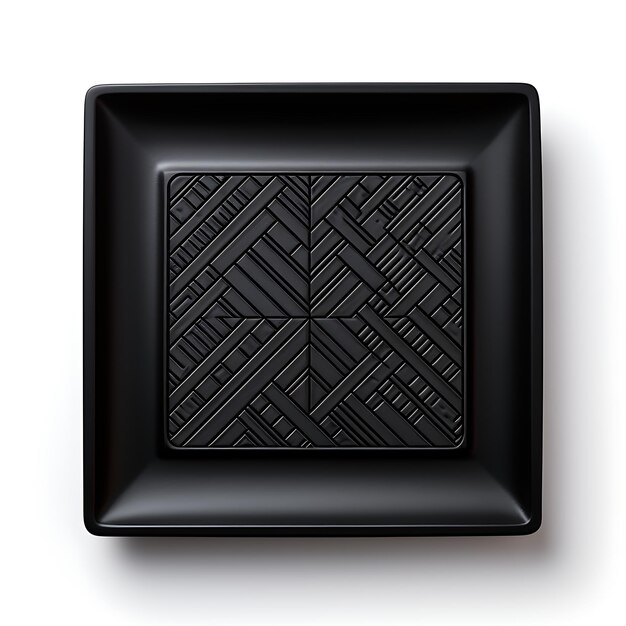 Foto elegant matte black stoneware charger plate quadratform mit einem rais kreativen konzept-idee-design