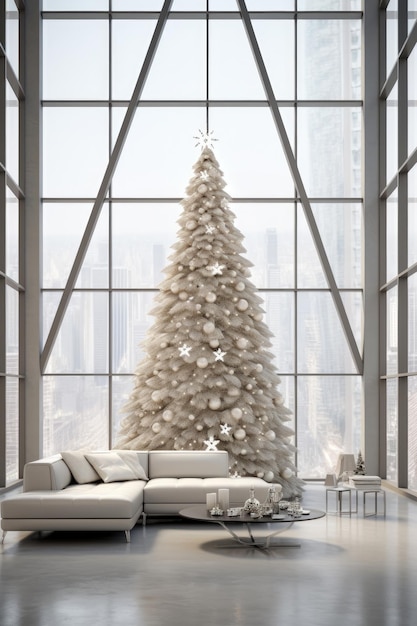 Elegant minimalistischer Weihnachtsbaum in einer modernen Umgebung, die von KI generiert wurde