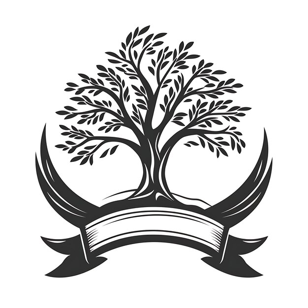 Elegant Nature Conservation Award Logo mit einem Baum und Ribbo Creative Simple Design Tattoo CNC Art